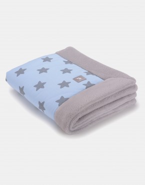 Cottonmoose Winter Blanket – Sternenmuster blau auf natur Einband grau