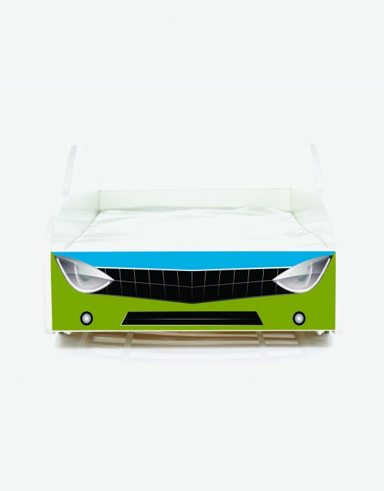 Auto-Kinderbett Nobiko mit Matratze und Lattenrost Oliv-Blau 8 180x80cm