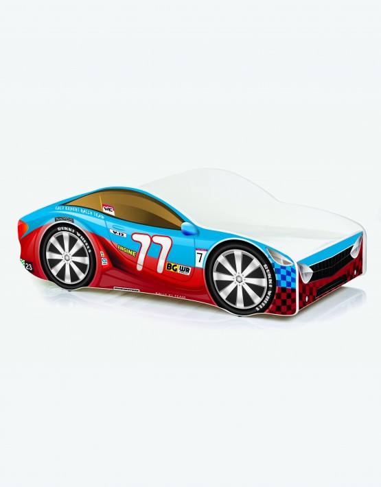 Auto-Kinderbett Nobiko mit Matratze und Lattenrost Rot-Blau 7 160x80cm