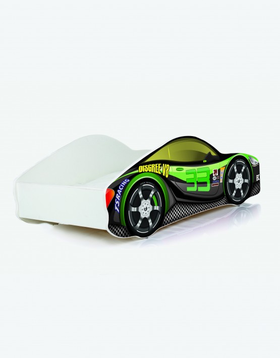 Auto-Kinderbett Nobiko mit Matratze und Lattenrost Schwarz-Grün 9 140x70cm