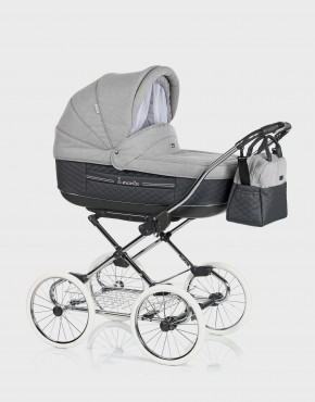 Roan Marita Klassischer Kinderwagen Grey Piqué Leather inklusive Babyschale – Set 3in1