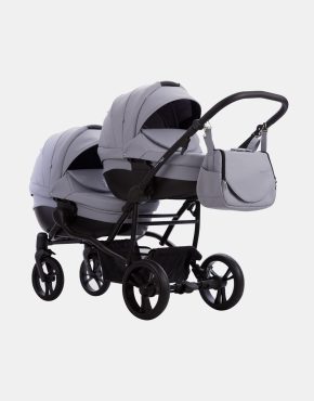 Bebetto ForTwo Pro Zwillingskinderwagen Magic Grey inkl. Babyschale Coral 360 und Base Familyfix 360 Set 4in1