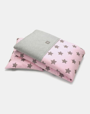 Cottonmoose 323-27-49 – Bettwäsche-Set mit Füllung und Babybett Umrandung – Rosa Pink Star