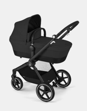 Cybex EOS Lux – Kombi-Kinderwagen – Set 2in1 – inkl. Sportsitz und Babywanne – Moon Black / Black Frame